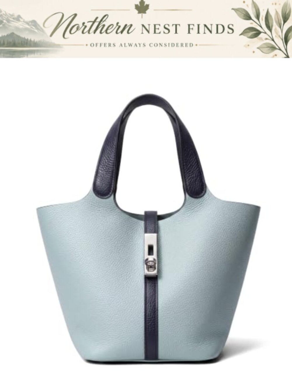 Vegan Leather Bucket Bag Top Handle Shoulder Purse with Removable Pouch